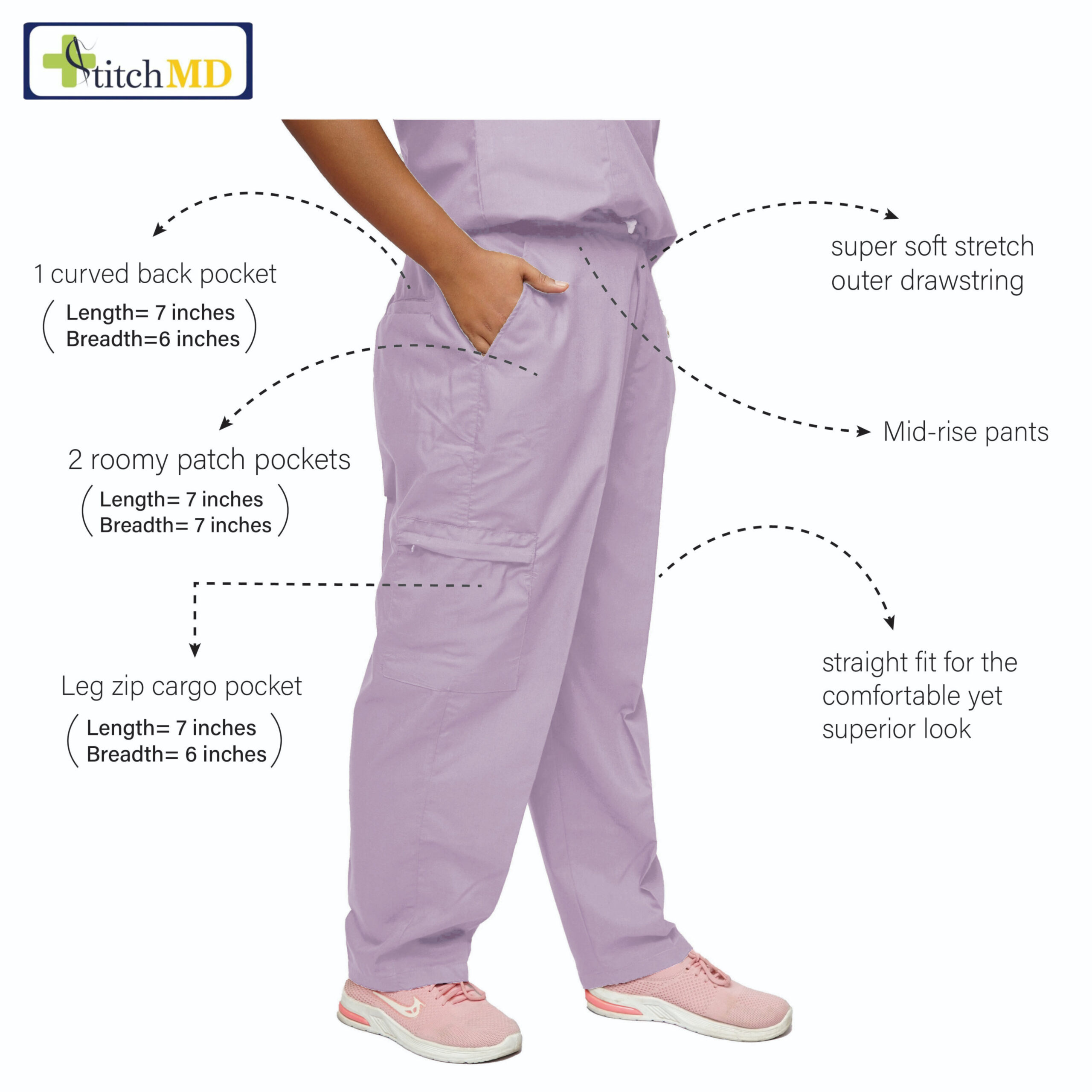 StitchMD Women's Scrub Pant with 4 pockets (Lavender)