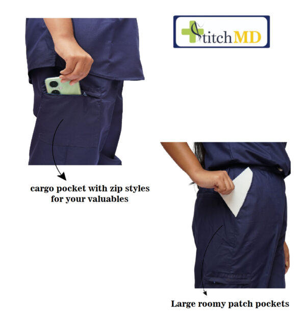 StitchMD Women Scrub Pant with 4 pockets (Navy Blue) - Image 2