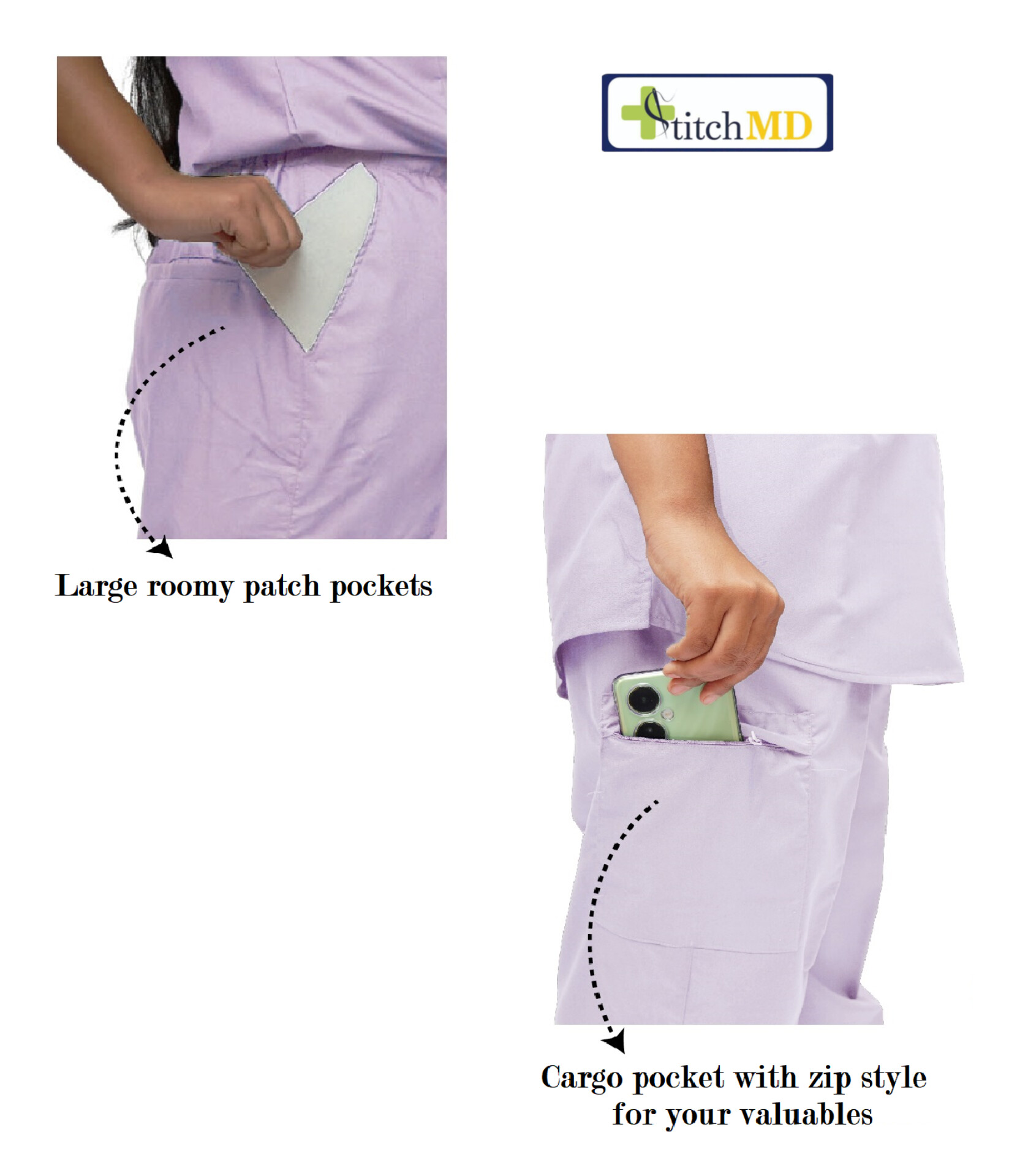 StitchMD Women's Scrub Pant with 4 pockets (Lavender) - Image 2