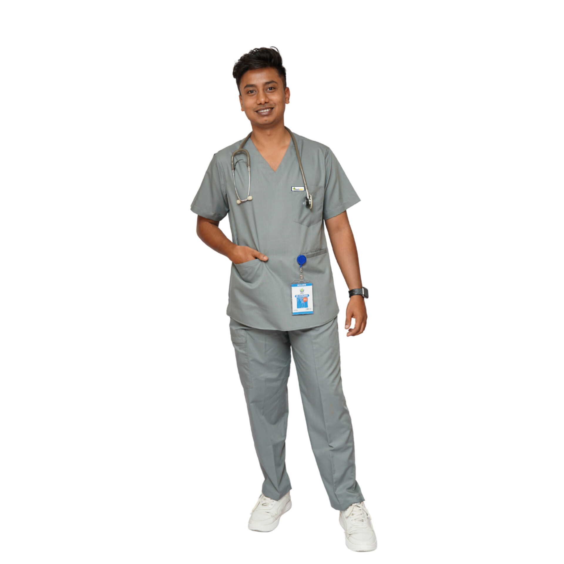 StitchMD Men’s V-neck Scrub Suit with 7 pockets| perfect for doctors, surgeons & medical workers