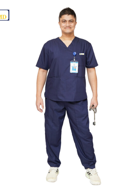 StitchMD Prima Men’s V-neck Scrub Suit with 7 pockets| perfect for doctors, surgeons & medical workers