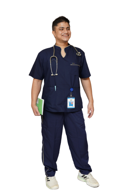 StitchMD Men’s designer Scrub suit in Mandarin collar with 7 pockets |Navy Blue|