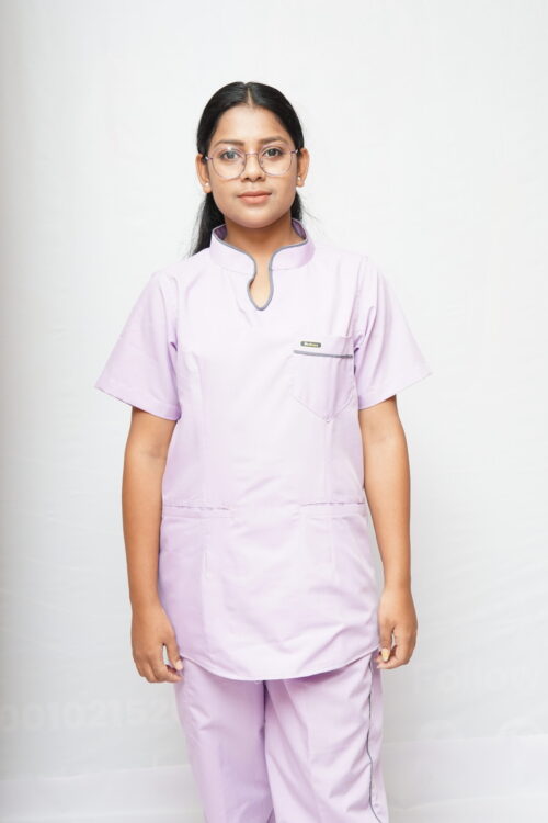 StitchMD Women designer Mandarin collar Scrub Top with 3 pockets (Lavender)