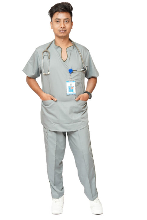 StitchMD Designer Mandarin Collar Scrub Suit |Dark Grey|