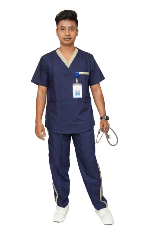 StitchMD Men’s Designer V-neck Scrub suit with 7 pockets (Navy Blue)