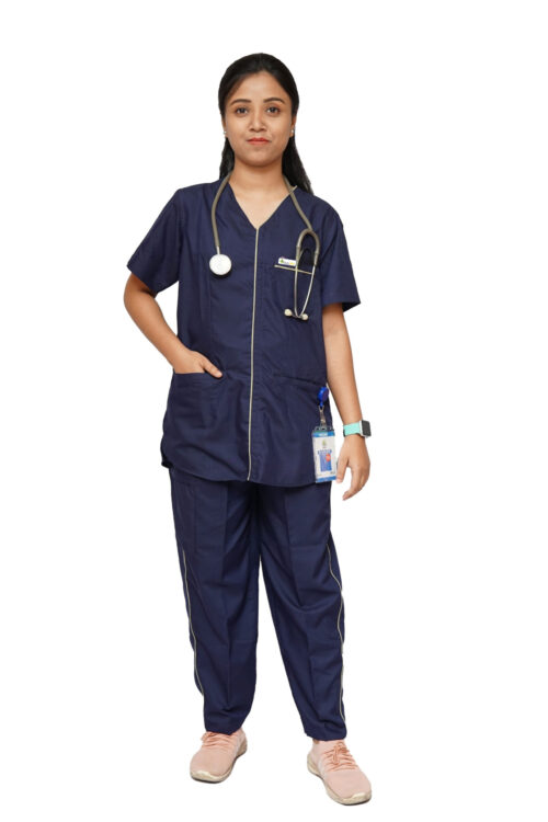 StitchMD Women’s Designer V-neck scrub suit with 7 pockets (Navy Blue)