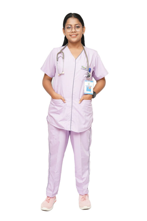 StitchMD Women’s Designer V-neck scrub suit with 7 pockets (Lavender)