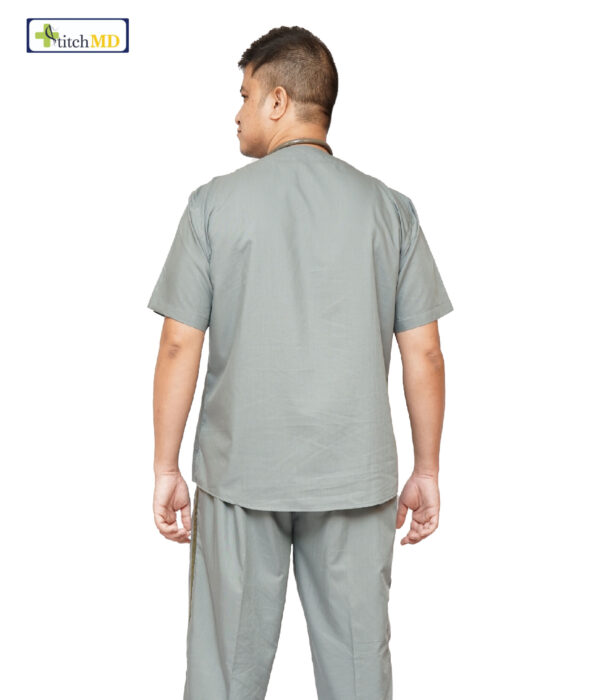 StitchMD Men Designer V-neck Scrub Top with 3 pockets (Dark Grey) - Image 2