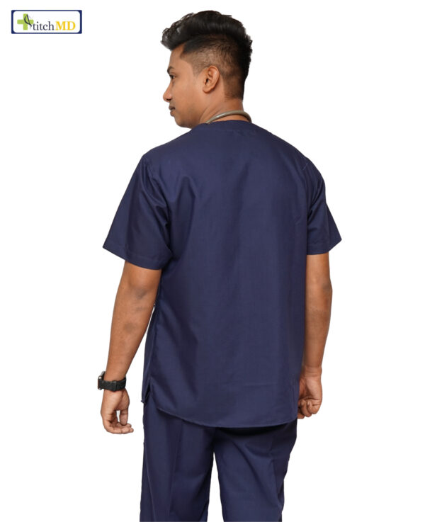 StitchMD Men Designer V-neck Scrub Top with 3 pockets (Navy Blue) - Image 2