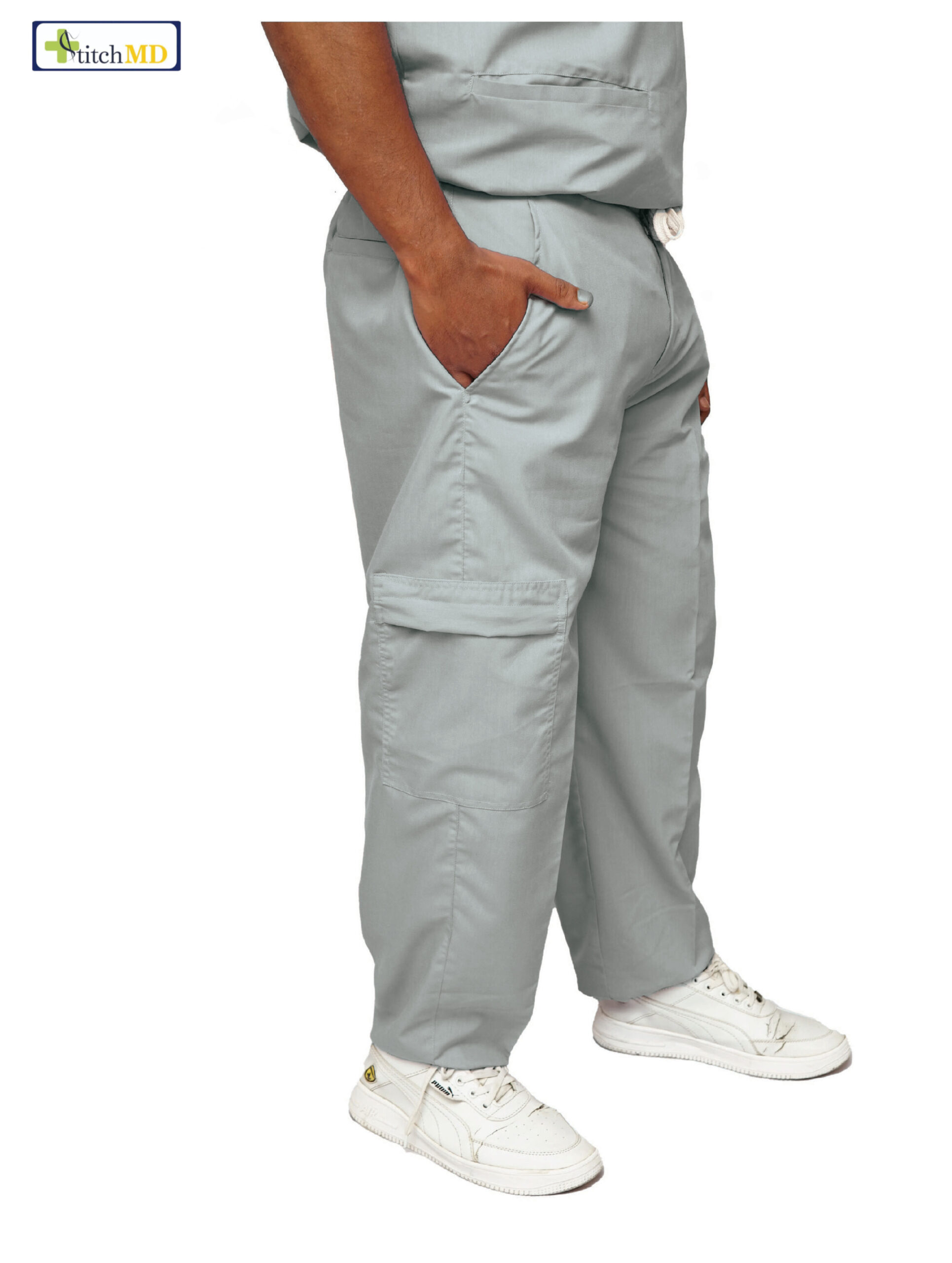 StitchMD Men's Scrub pant with 4 pockets-Dark Grey