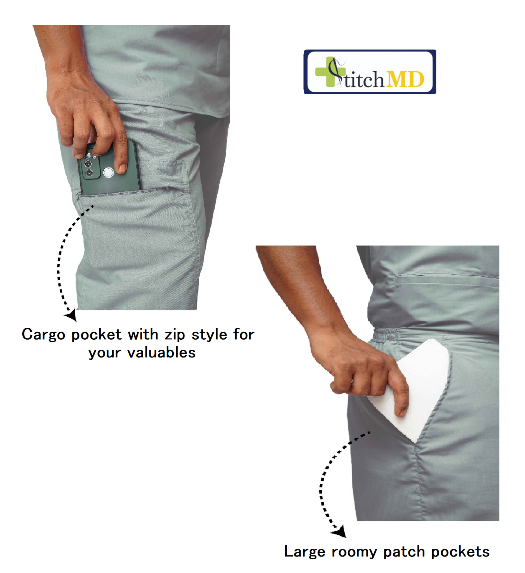 StitchMD Men's Scrub pant with 4 pockets-Dark Grey - Image 3