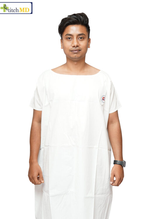 StitchMD White Patient Gown – Comfortable and Professional Hospital Wear