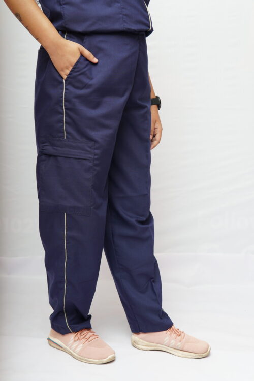 StitchMD Women Designer Scrub pant with 4 pockets- |Navy Blue|