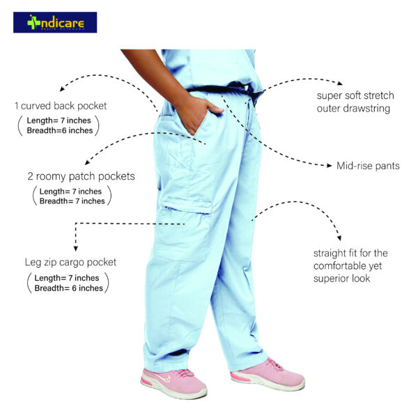 StitchMD Women's Mandarin Collar Scrub Suit with 7 Pockets-Medical Blue - Image 3
