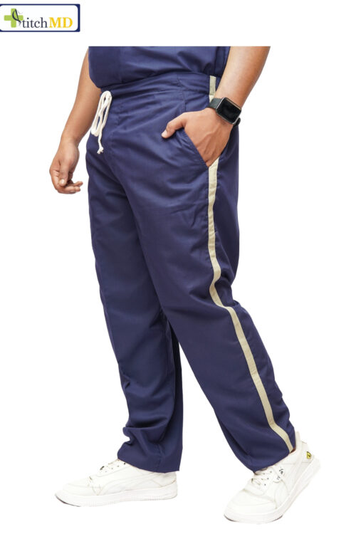 StitchMD Mens Designer Scrub pant with 4 pockets-Navy Blue