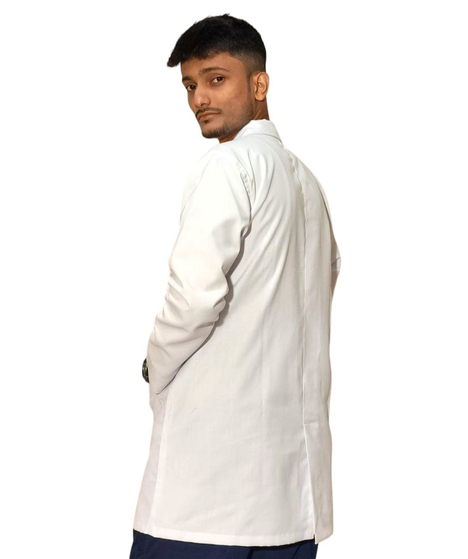 StitchMD Men's Everyday Full Sleeve Lab Coat Apron – 4 Pockets - Image 2