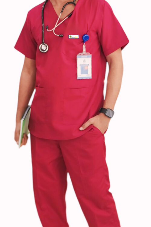 StitchMD Sigma Men’s scrub suit with 7 pockets| V-Neck | Half sleeves | ideal for doctors & healthcare workers