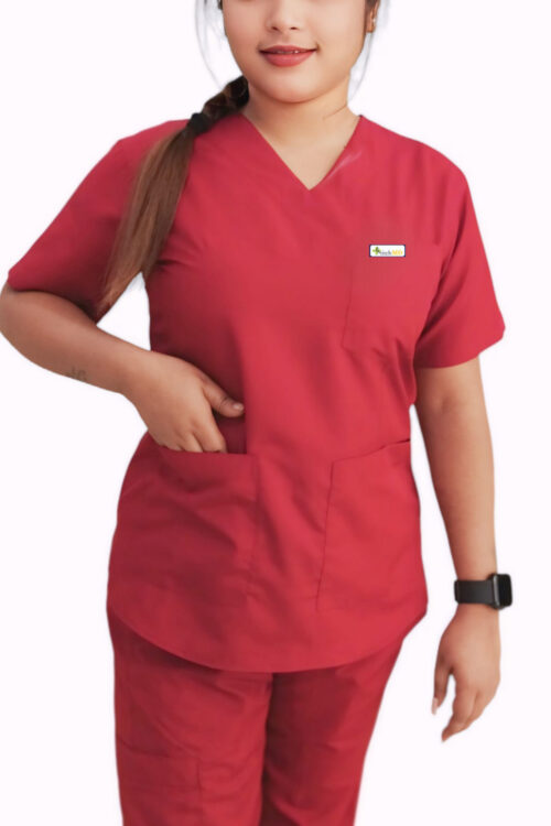 StitchMD Sigma Women’s Scrub Suit – 7 pockets, V-Neck, Half Sleeves,ideal for doctors & healthcare workers