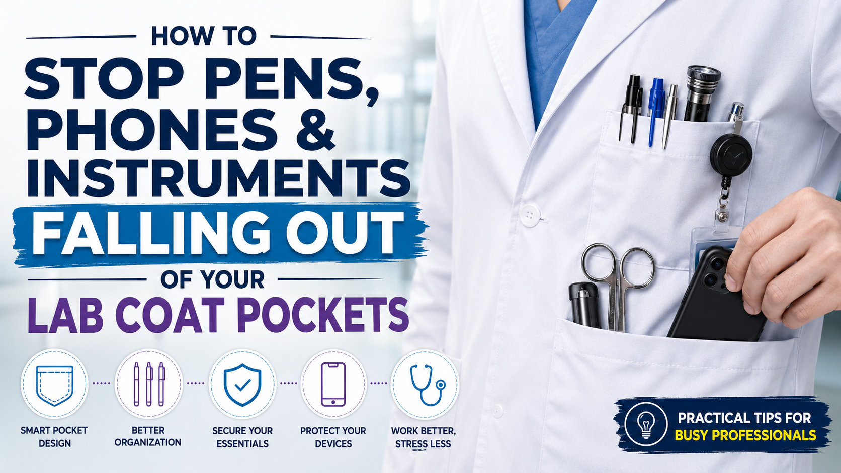 How to Stop Pens, Phones & Instruments Falling Out of Your Lab Coat Pockets