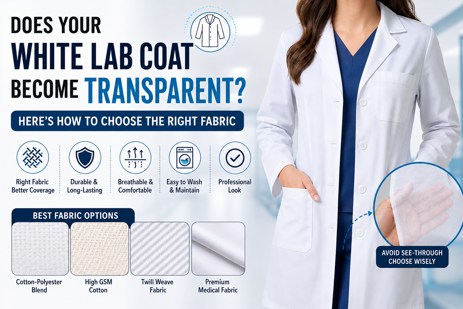 Does Your White Lab Coat Become Transparent? Here’s How to Choose the Right Fabric