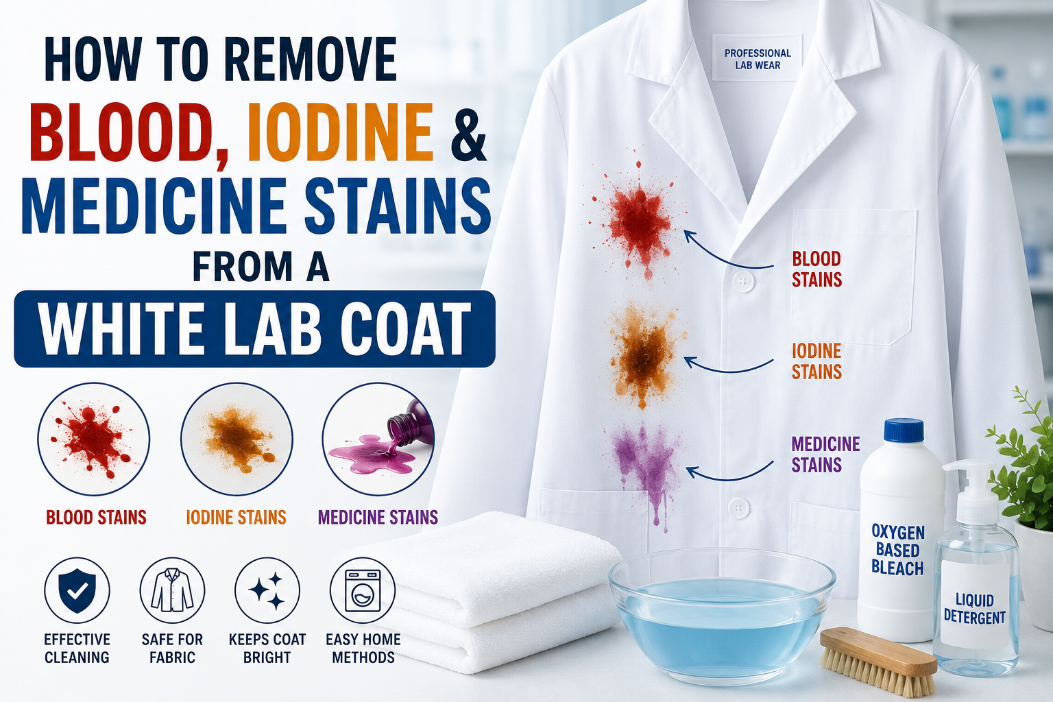 How to Remove Blood, Iodine & Medicine Stains from a White Lab Coat